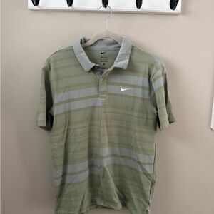 Nike Men's Sage and Light Blue Polo Shirt